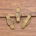 Antik Bronze Uhren Anhänger Legierung DIY Schmuck Zubehör Vintage Uhr Stil Design - Nr. 23 Wecker-Stil (23) / 1 Stück (9x23mm) / Antike Bronze