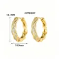 14K vergulde micro-geplaveide zirkonia gedraaide creolen oorbellen, elegante sieraden. - Grote Gedraaide Touwstijl (PR32007) / 14K goud