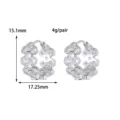 Gedetailleerd overzicht van de 14K vergulde zirkonia klaverblad oorstekers, 15.1x17.25mm. - Bloemstijl (PR32801) / Palladium