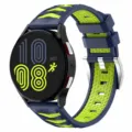 Dual color silicone watch strap with tire texture, compatible with smartwatch 20mm 22mm replacement - 20mm / Midnight Blue + Lime