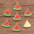 Watermelon enamel stainless steel pendant charm DIY jewelry accessory gold plated variant - Watermelon / 12x14mm (0.8g)