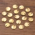 Stainless steel irregular embossed round pendant charms for DIY handmade jewelry necklace making - 8mm / Gold