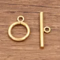 Gold Stainless Steel OT Clasp Toggle Clasp DIY Necklace Bracelet Jewelry Findings - 2.5*25mm T-Buckle With 2*14mm O-Buckle / Gold