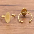 Stainless steel marquise blank ring setting DIY adjustable gold ring findings components - Marquise Eye (No. 8) / 8x15mm / Gold
