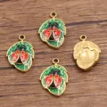 Gold stainless steel enamel ladybug leaf charms DIY jewelry pendant accessories 4 styles - Style 1 Beetle / 1 Piece (12*18mm)