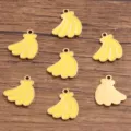 Stainless steel yellow banana enamel pendant charm for diy jewelry making accessories 1pc - 12x13mm (0.9g)