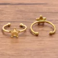 Stainless steel adjustable ring blank with star flat tray DIY jewelry making accessory. - Five-Pointed Star (No. 1) / 6.5X7.7mm / Gold