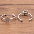 Stainless steel star blank ring base DIY adjustable ring finding for jewelry making - Five-Pointed Star (No. 1) / 6.5X7.7mm / Steel
