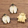 Stainless steel gold enamel beetle insect charm pendant DIY jewelry accessory variant - Style 2 White Beetle / 1 Piece (15*19mm)