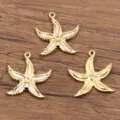 Stainless Steel Starfish DIY Pendant Shell Necklace Earring Jewelry Accessory Item - Sea Star Style (19C1-4) / 1 Piece / White Starfish