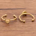 Roestvrij staal hart ring blank verstelbare platte tray ring basis gouden sieraden - Hart (Nr. 2) / 5x5mm / Goud