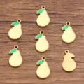 Stainless steel gold plated pear enamel charm pendant for DIY jewelry making variant - 8x14mm (0.7g)