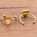 Gouden roestvrij staal hart schaal ring basis DIY verstelbare open ring sieraden maker - Groot Hart (Nr. 2) / 9X9mm / Goud