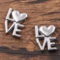 Ασημένια μενταγιόν γμμάτων LOVE από ανοξείδωτο ατσάλι για DIY κατασκευή κοσμημάτων - Στυλ Γράμμα LOVE (Αρ. 69) / 3*12*16mm / Χρώμα Ατσαλιού