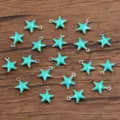 Pendentifs étoile turquoise, breloques en acier inoxydable double face pour bijoux DIY. - Pentagramme / 1 pièce (7x8mm) / Bleu ciel