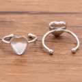 Roestvrij staal hart bezel ring blank DIY verstelbare ring basis zilver sieraden maken - Groot Hart (Nr. 2) / 9X9mm / Staalkleur