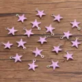 Pink Enamel Star Charms Stainless Steel Cute DIY Jewelry Making Accessories Pendant - Pentagram / 1 Piece (7x8mm) / Purple