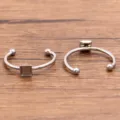 Roestvrij staal verstelbare blanco platte schaal ringbasis voor DIY sieraden maken - Vierkant (Nr. 3) / 4x4mm / Staalkleur