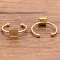 Roestvrij staal vierkante bezel ring blanco verstelbare DIY ring basis sieraden maken - Vierkant (Nr. 3) / 6x6mm / Goud