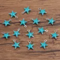 Blue star enamel stainless steel DIY jewelry pendant charm accessory for crafting bracelet. - Pentagram / 1 Piece (7x8mm) / Dark Blue