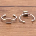 Roestvrij staal verstelbare ring blank DIY vierkante lade sieraden maker zilverkleurig - Vierkant (Nr. 3) / 6x6mm / Staalkleur