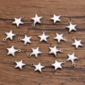 Stainless steel white enamel star pendants, double side drop oil DIY jewelry making charms. - Pentagram / 1 Piece (7x8mm) / White