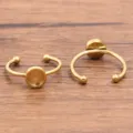 Goud roestvrij staal DIY platte schaal ring instelbare basis sieraden onderdelen SKU - Rond (Nr. 4) / 6x6mm / Goud