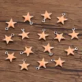 Stainless steel enamel star charms, peach color double-sided DIY jewelry making pendants. - Pentagram / 1 Piece (7x8mm) / Light Orange