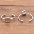Roestvrij staal verstelbare ring blank DIY platte lade zetting sieraden accessoire - Rond (Nr. 4) / 6x6mm / Staalkleur