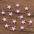 Pink star metal charms with loop for DIY jewelry making and craft accessories design. - Pentagram / 1 Piece (7x8mm) / Light Pink