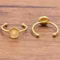 Roestvrij staal verstelbare platte ring blanco DIY ringbasis gouden afwerking variant - Rond (Nr. 4) / 8x8mm / Goud