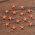 Orange Star Enamel Charms Stainless Steel Double Sided DIY Jewelry Making Accessories Variant - Pentagram / 1 Piece (7x8mm) / Dark Orange