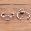 Roestvrijstalen verstelbare ringblanco's met plat rond bakje voor DIY sieraden. - Rond (Nr. 4) / 8x8mm / Staalkleur
