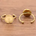 Roestvrijstalen blanco ringbasis DIY platte schale ringverbinding sieraden set - Rond (Nr. 4) / 10x10mm / Goud