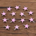 Pink Enamel Star Stainless Steel Pendants DIY Jewelry Craft Making Charms Findings - Pentagram / 1 Piece (7x8mm) / Deep Pink