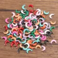 Colorful enamel crescent moon charms for DIY jewelry making, metal alloy pendants. - Moon / 1 Piece (5x8mm) / Random Mixed Colors