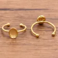 Roestvrij Staal Goud Blanke Ring Basis Verstelbare Ovale Cabochon Setting DIY - Ovaal (Nr. 5) / 5X7mm / Goud