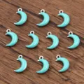 Stainless steel turquoise enamel moon charms DIY jewelry pendant crafting accessories pack - Moon / 1 Piece (5x8mm) / Blue