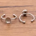 Roestvrijstalen DIY ringblanco's met ovale zetting, verstelbare open ringbasis voor sieraden. - Ovaal (Nr. 5) / 5X7mm / Staalkleur