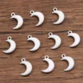 Stainless Steel White Enamel Moon Pendants DIY Jewelry Making Charms & Accessories - Moon / 1 Piece (5x8mm) / White