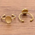 Roestvrij Staal Goud Kleur Ovaal Blanco Ring Basis Verstelbaar DIY Sieraden Accessoire - Ovaal (Nr. 5) / 8X10mm / Goud