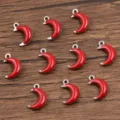 Stainless steel red crescent moon pendant DIY jewelry accessories charm for necklace bracelet making - Moon / 1 Piece (5x8mm) / Red