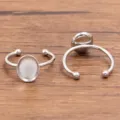 Roestvrijstalen blanco ring, ovale schaal verstelbare ringbasis voor DIY sieraden zilver. - Ovaal (Nr. 5) / 8X10mm / Staalkleur