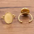 Roestvrijstalen ringbasis met ovaal blad, verstelbare open ring voor het maken van DIY sieraden. - Ovaal (Nr. 5) / 12x16mm / Goud