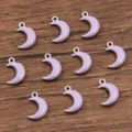 Purple enamel crescent moon charm stainless steel DIY jewelry accessories pendant - Moon / 1 Piece (5x8mm) / Purple