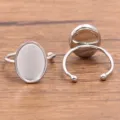 RVS ovale blanco ringbasis verstelbare bezel tray DIY ring zetting sieraden accessoires - Ovaal (Nr. 5) / 12x16mm / Staalkleur