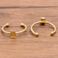 Roestvrijstalen DIY open ringblanco's met rechthoekige zettingen, gouden sieradenaccessoires. - Rechthoek (Nr. 6) / 3x5mm / Goud