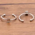 Roestvrijstalen verstelbare ringblanco's met rechthoekige platte schaal DIY sieradenbasis - Rechthoek (Nr. 6) / 3x5mm / Staalkleur