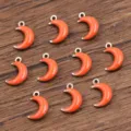 Stainless steel orange enamel moon pendant charms DIY jewelry crafting accessories 10pcs. - Moon / 1 Piece (5x8mm) / Dark Orange