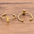 Gouden roestvrij staal lege ringzetting DIY rechthoekige tray verstelbare sieraden onderdelen - Rechthoek (Nr. 6) / 3x7mm / Goud
